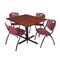 Cain Cain Square Table & Chair Set, Wood, Metal, Plastic Top, Cherry TB4848CH47BY - alternate 1